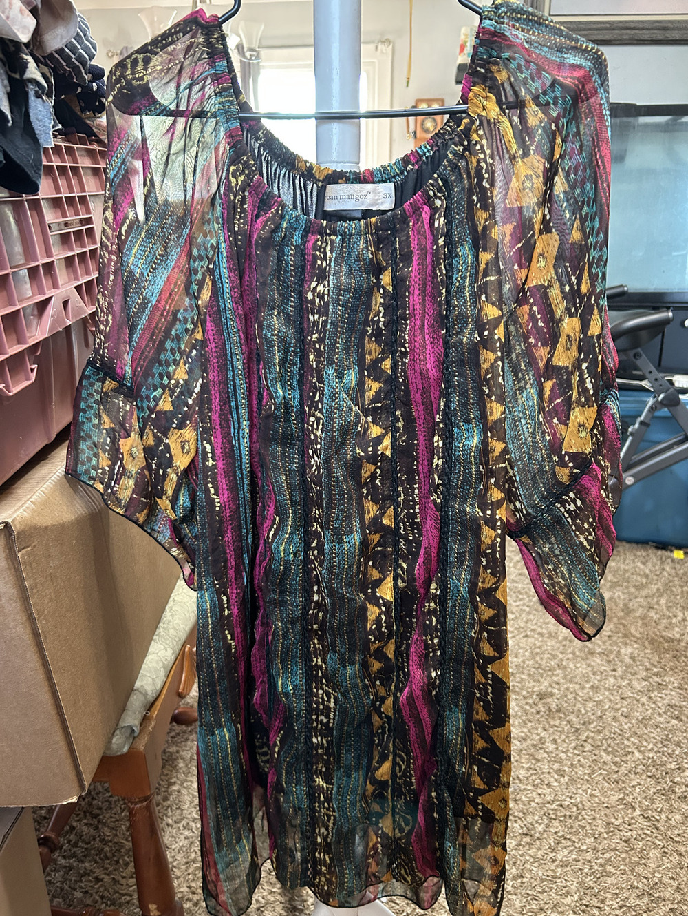 Urban Mangoz Sheer Multi-Color Plus Size 3X Blouse